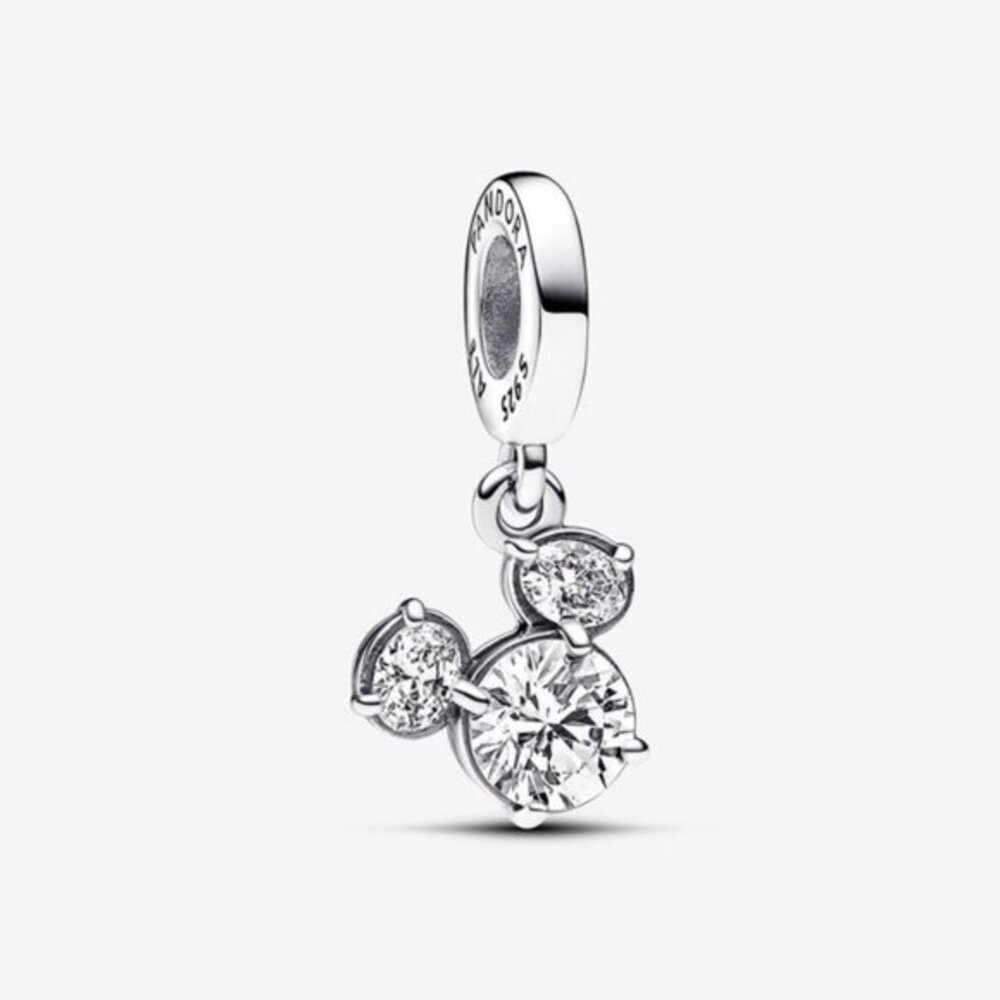 Authentic Disney Mickey Mouse Sparkling Head Silhouette Dangle Pandora Charm
